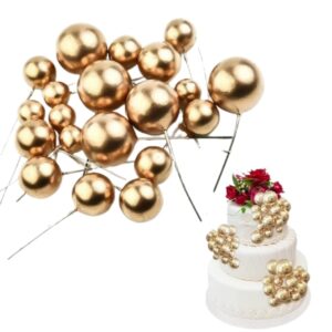 20pcs-golden-faux-ball-cake-decoration