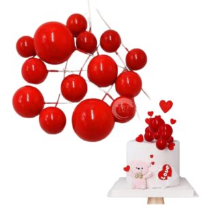 20pcs-red-faux-ball-cake-decoration
