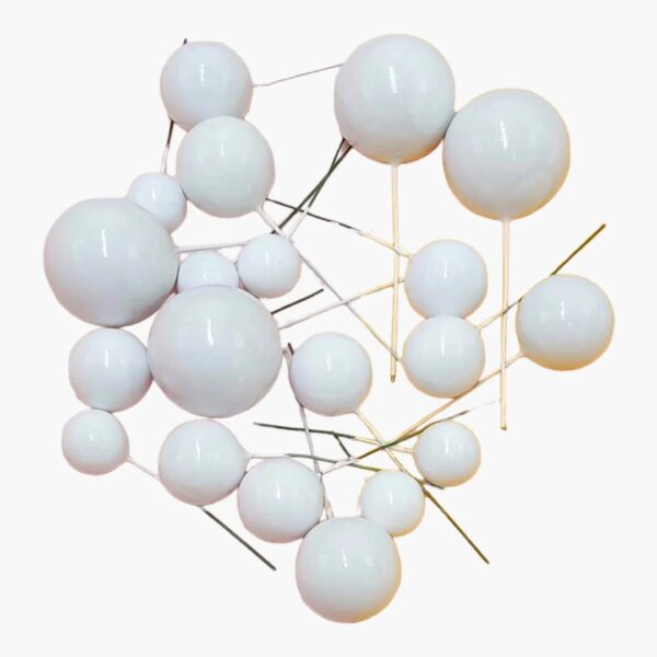 20Pcs White Faux Ball Cake Decoration - Image 4