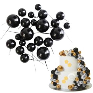 20pcs-black-faux-ball-cake-decoration