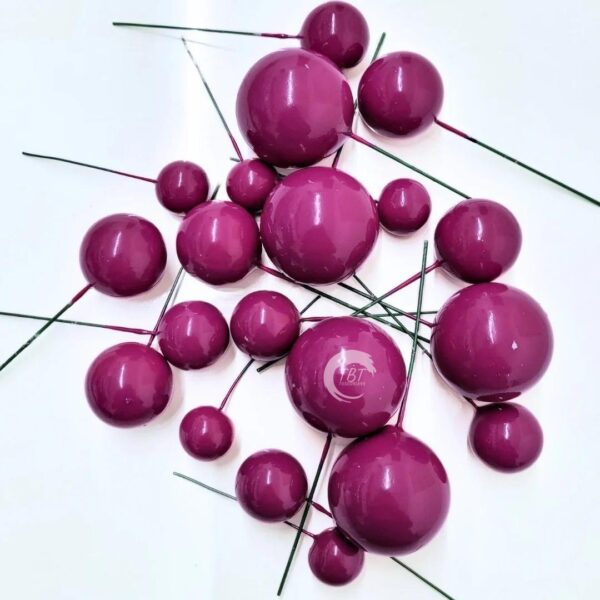 20pcs-magenta-faux-ball-cake-decoration