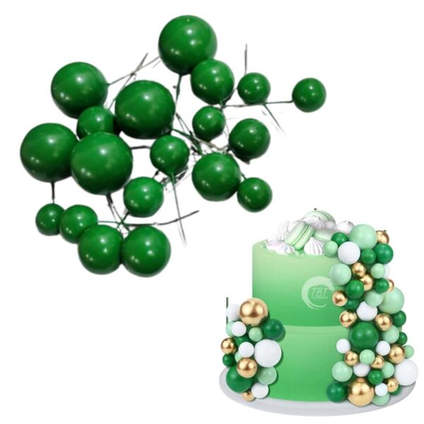 20pcs-green-faux-ball-cake-decoration