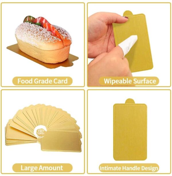Mini Rectangle Golden Pastry Cake Base 24 Piece - Image 2