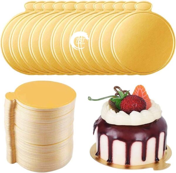 Mini Round Golden Pastry Cake Base 24 Piece - Image 2