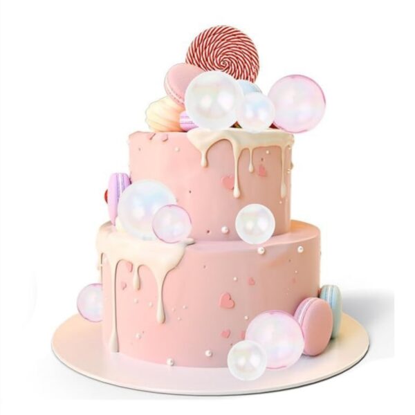 4 Mix Sizes Pink Transparent Crystal Balls Cake Decoration Topper (Pack Of 12 Pcs) - Image 3