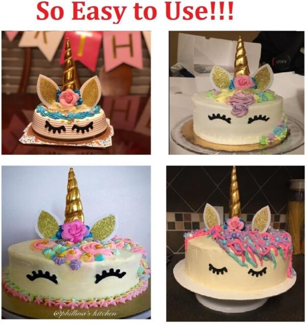 Silver Reusable Unicorn Horn Cake Topper - Image 2