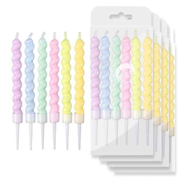 Pastel Color Twisty Curly Birthday Candles [ Set Of 6 Pcs ] - Image 3