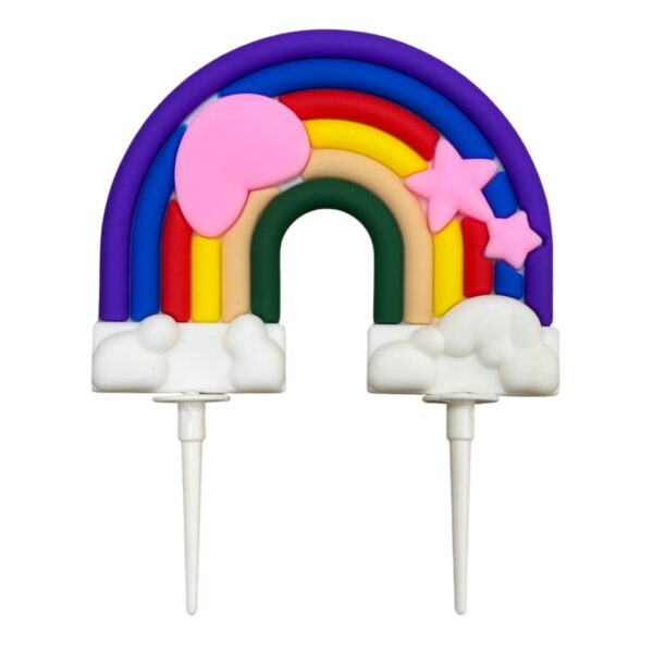 Silicone Soft Pottery Rainbow With Heart And Star Cloud Cake Decoration Cake Topper - Image 2