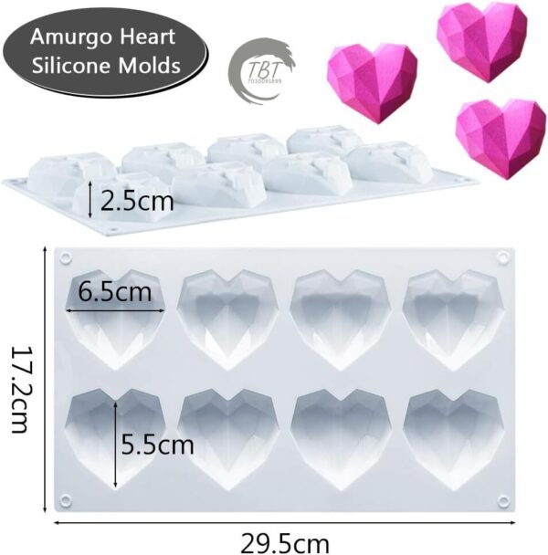 8 Cavity Heart Shape 3D Silicone Mold - Image 2