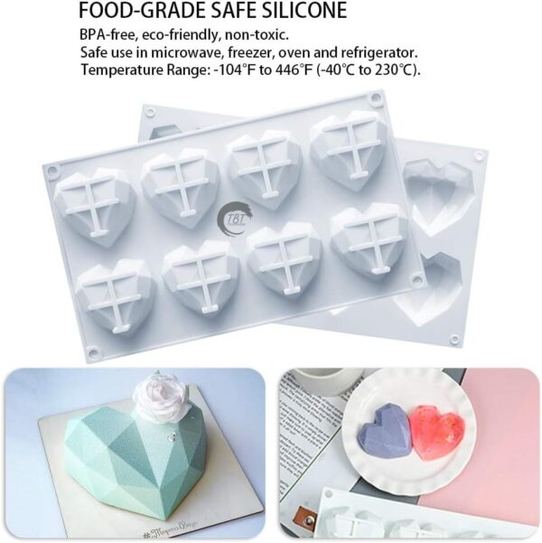 8 Cavity Heart Shape 3D Silicone Mold - Image 5