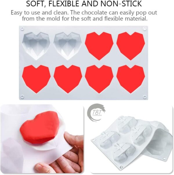 8 Cavity Heart Shape 3D Silicone Mold - Image 4