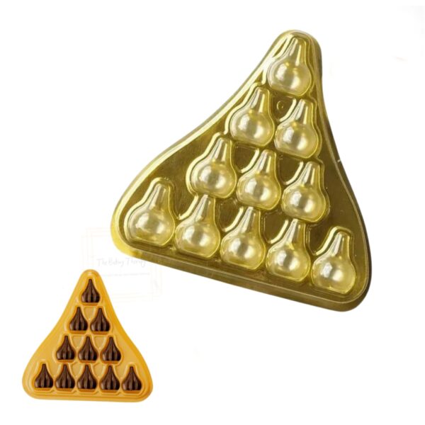 11-cavity-plastic-pvc-modak-shape-hamper-box-golden-tray-with-clear-transparent-lid-triangle-shape-box