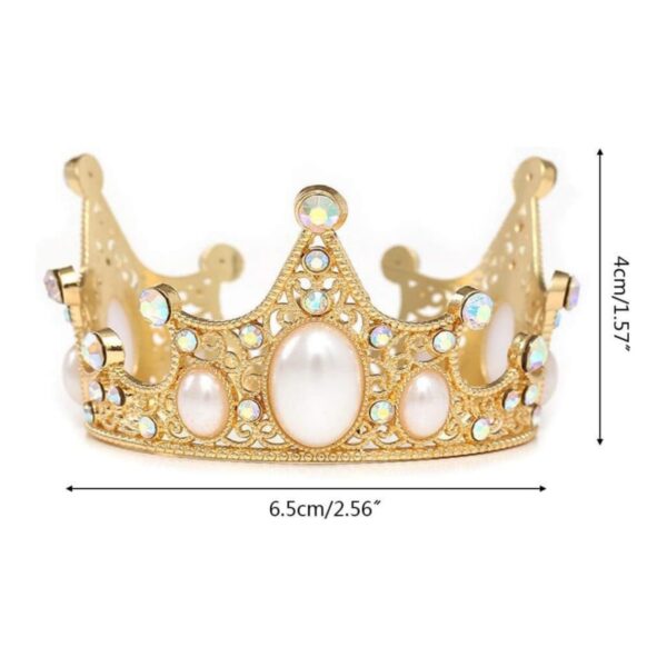Gold Pearl Gemstone Crown Cake Decoration - Image 3