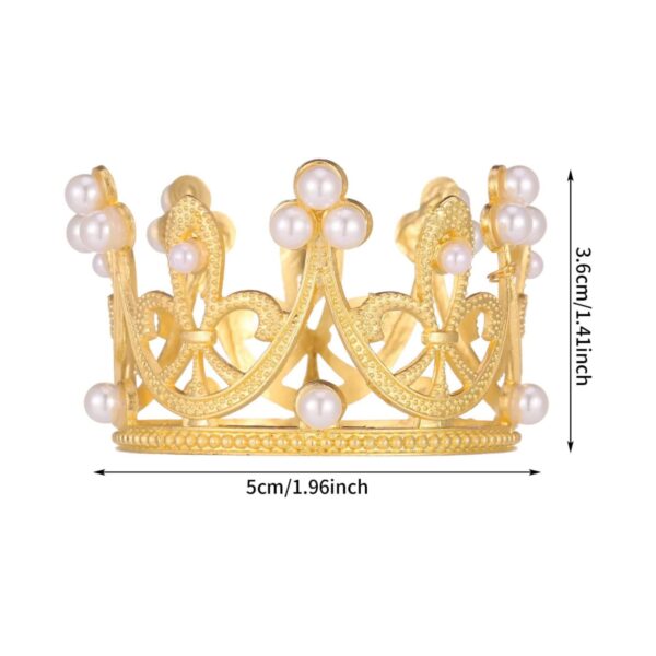 Plastic Golden Pearl Crown Cake Decoration - Image 4