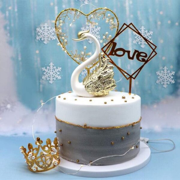 2Pcs Gold Wings Swan Toys Cake Topper - Image 4