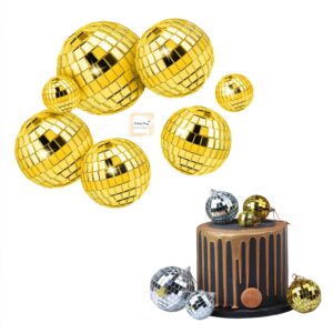plastic-golden -faux-disco-balls-topper-for-cake-decoration-12-pcs-pack