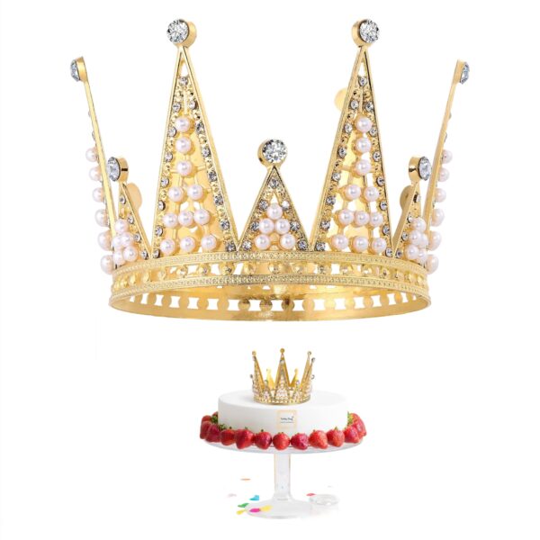golden-pearl-vintage-queen-crown-cake-decoration-4