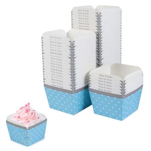 Blue Square Bake And Serve Paper Cupcake Muffin Liners Mold