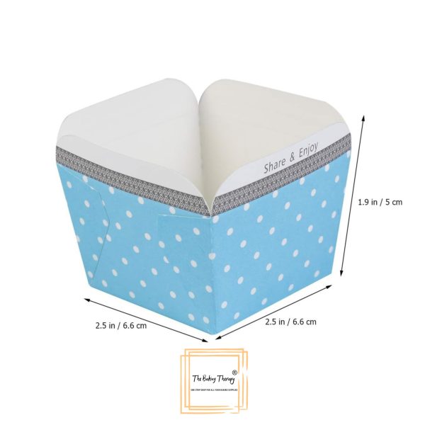 Blue Square Bake And Serve Paper Cupcake Muffin Liners Mold - Image 2