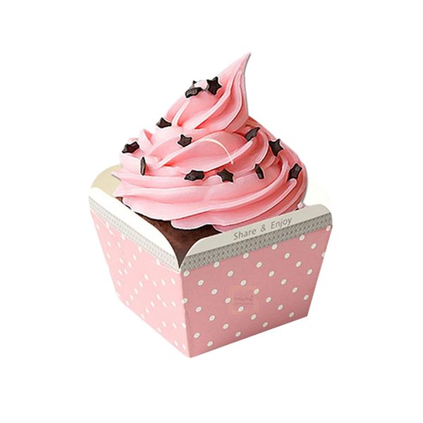 Pink Square Bake And Serve Paper Cupcake Muffin Liners Mold - Image 3