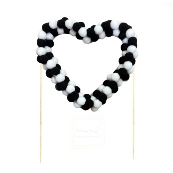 black-and-white-heart-pom-pom-cake-topper