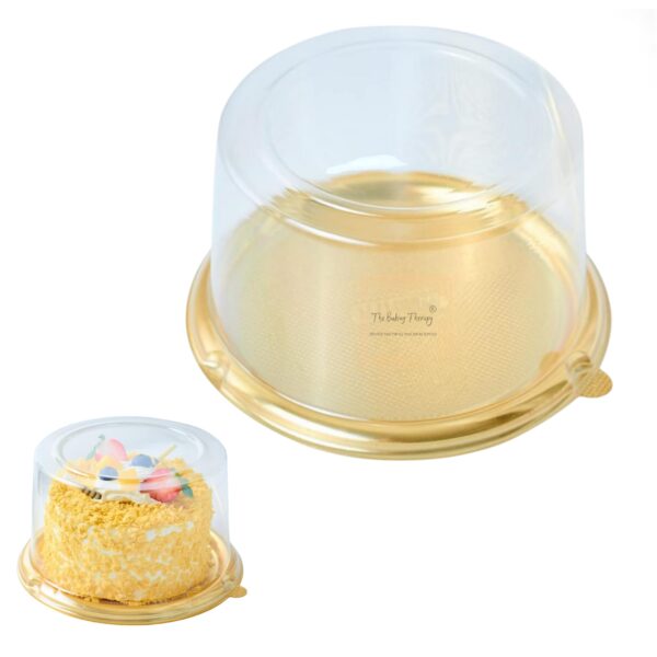 pvc-round-bento-box-with-golden-base-cake-box-dessert-packaging-5-inch-pack-of-5-pcs