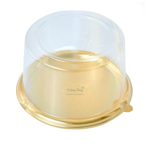 PVC Round Bento Box With Golden Base Cake Box Dessert Packaging 5 inch (Pack Of 5 Pcs) - Image 5
