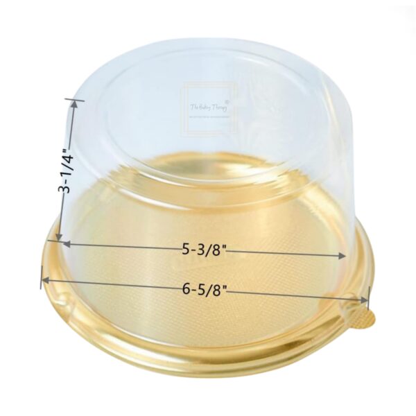 PVC Round Bento Box With Golden Base Cake Box Dessert Packaging 5 inch (Pack Of 5 Pcs) - Image 2