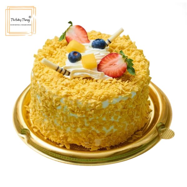 PVC Round Bento Box With Golden Base Cake Box Dessert Packaging 5 inch (Pack Of 5 Pcs) - Image 4
