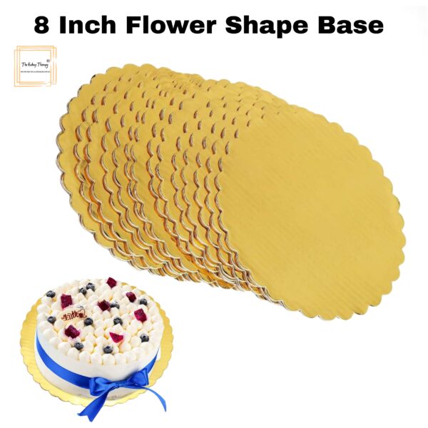 8-inch-mdf-round-flower-shape-cake-base-board-plate-pack-of-10-pcs-golden
