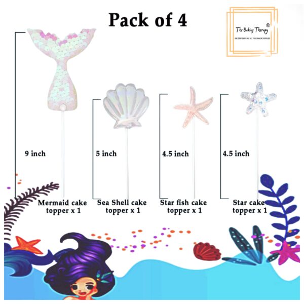 mermaid-theme-cake-topper-for-cake-decoration-2-pack-of-4-pcs