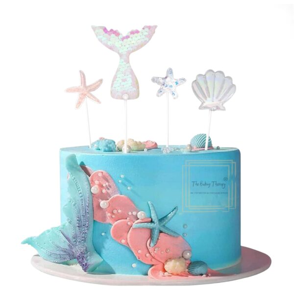 mermaid-theme-cake-topper-for-cake-decoration-2-pack-of-4-pcs