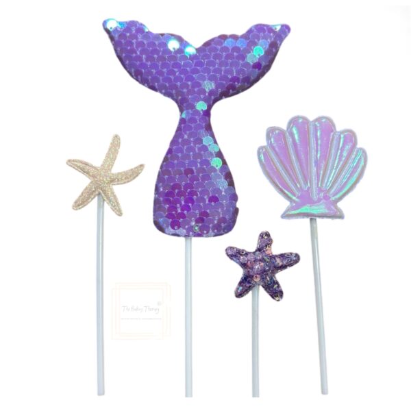 Mermaid Theme Cake Topper For Cake Decoration #2 ( Pack Of 4 Pcs ) - Image 4