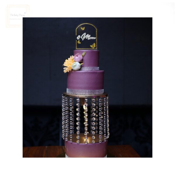 6-inch-acrylic-round-spacer-with-white-crystal-diamond-jhumar-cake-stand-spacer
