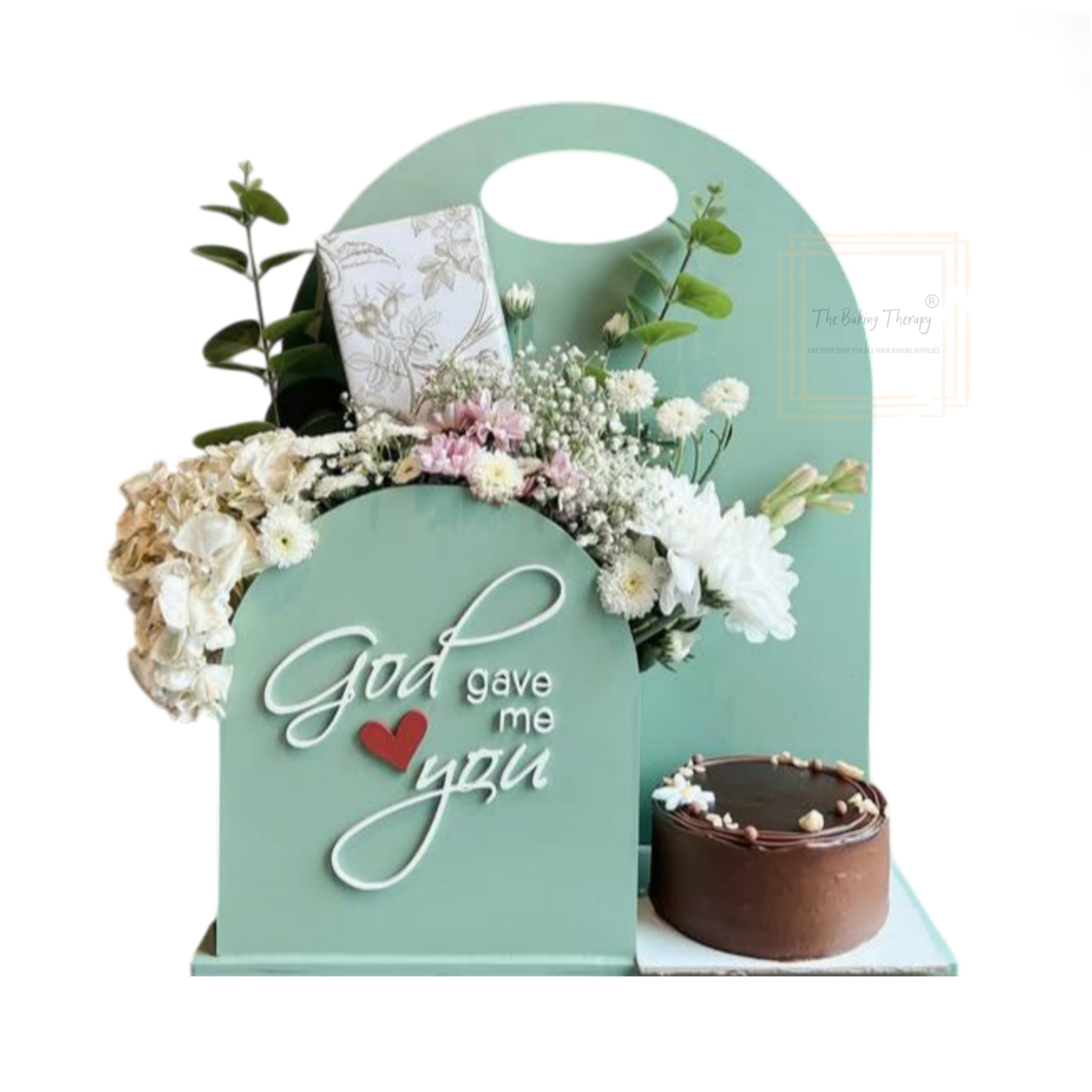 black-foldable-cake-and-flower-hamper
