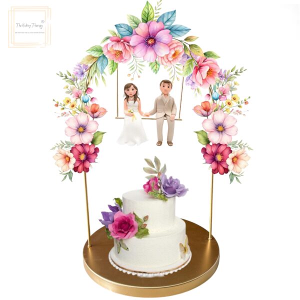 u-shape-arch-with-hanging-swing-round-base-cake-stand