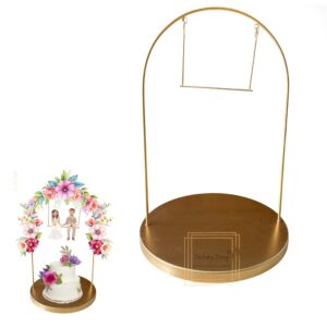 u-shape-arch-with-hanging-swing-round-base-cake-stand