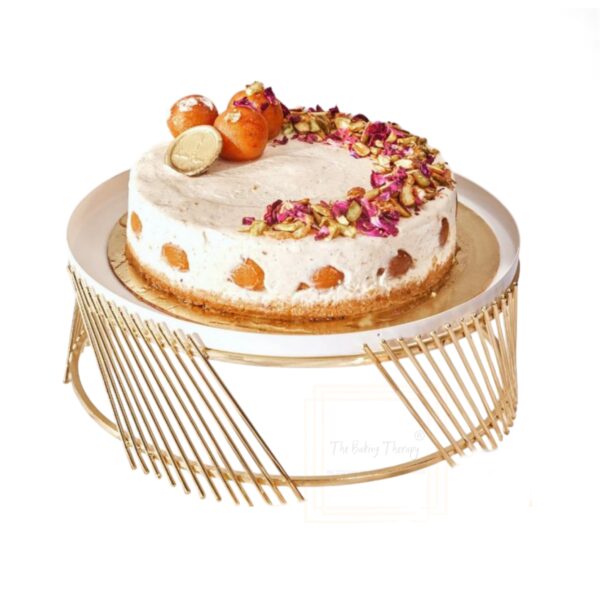 Metal White And Gold Steel Tabletop Decorative Cake Stand - Image 2
