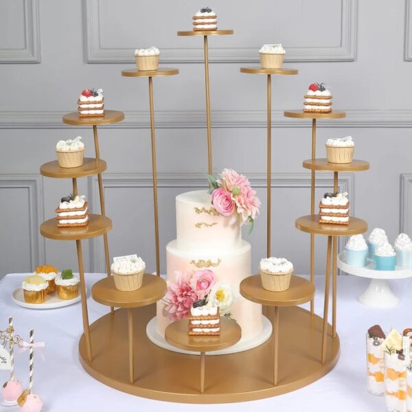 Metal Round 12 Arm Tiered Cake Cupcake Stand - Image 8