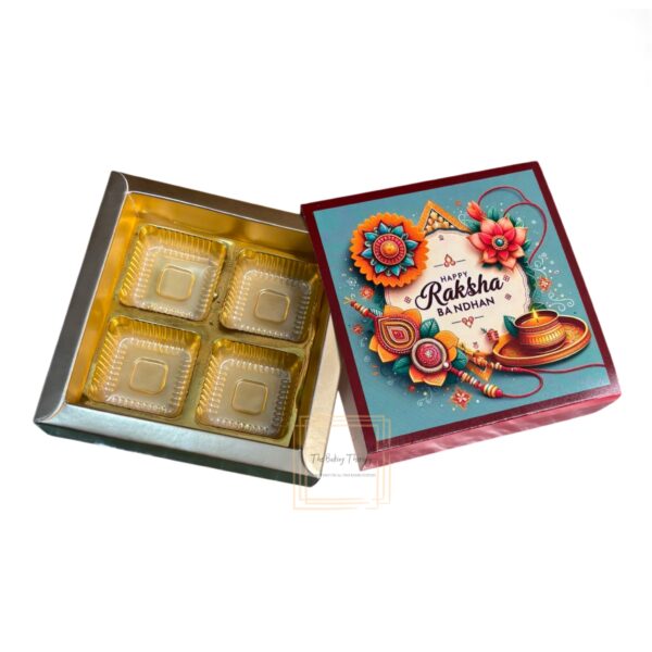 4 Cavity Raksha Bandhan Sliding Chocolate Box Without Cavity - Design - 08 ( 5 Pcs Pack) - Image 3