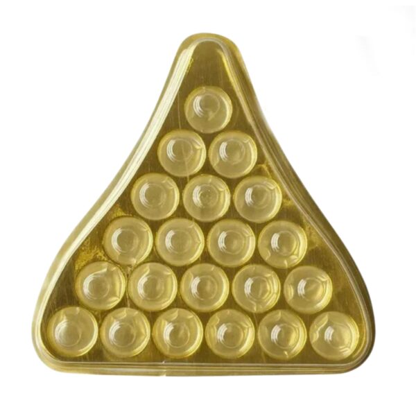 21-cavity-plastic-pvc-modak-shape-hamper-box-golden-tray-with-clear-transparent-lid-triangle-shape-box