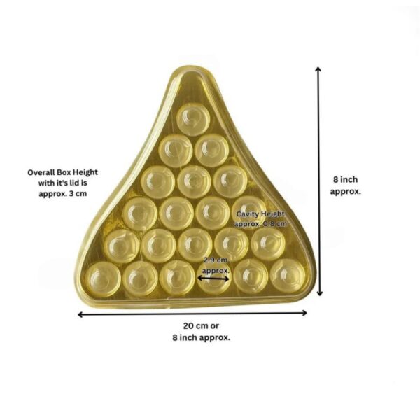 21 Cavity Plastic PVC Modak Shape Hamper Box Golden Tray With Clear Transparent Lid Triangle Shape Box - Image 2