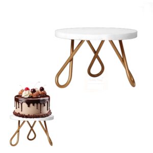 white-top-golden-knot-round-metal-cake-stand-8-inch